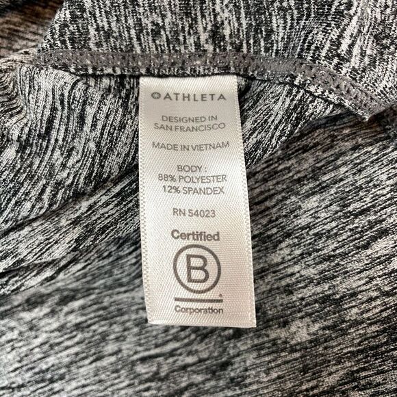 Athleta Hoodie Womens Medium Gray Space Dye Slit Long Sleeve Drawstring Pullover - Picture 7 of 15